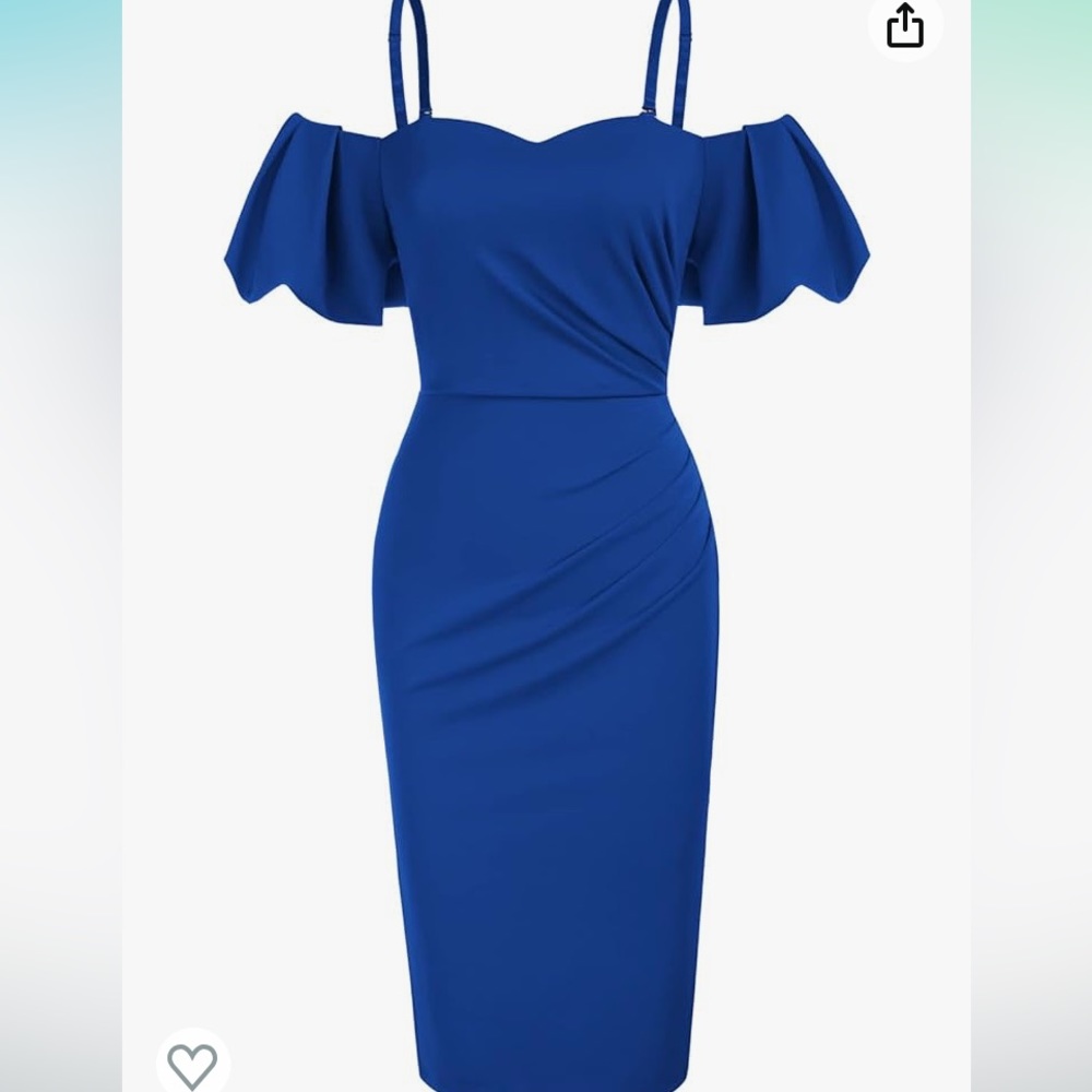 NWT Belle Poque royal blue cold shoulder/straps short sleeve dress size 2 XL